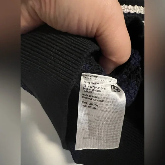 Uniqlo Popcorn Short-Sleeve Sweater | Blue/ White | Size M - Picture 3 of 3